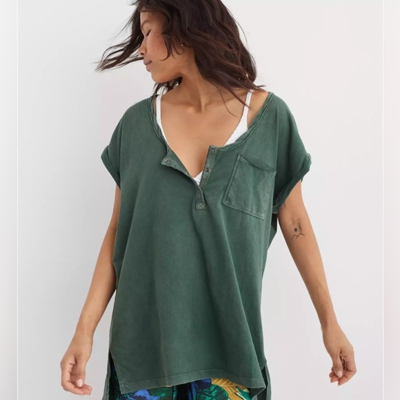 aerie Tops - Aerie Oversized Henley T-shirt NWT 658
